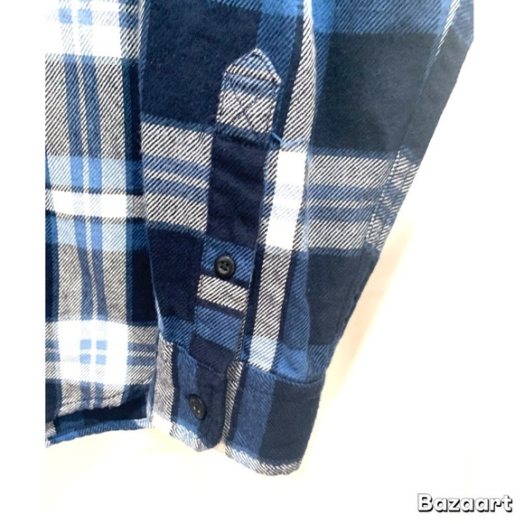 American Eagle Outfitters Men Blue Plaid Fannnel Shirt Sz. M - Picture 9 of 10